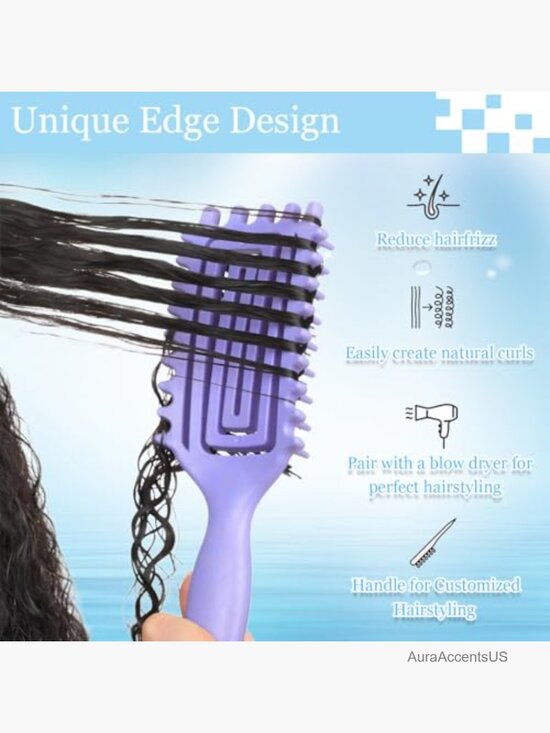 Curly Hair Set with Brush, Comb, Clips, Scrunchies & Ties Gift Box